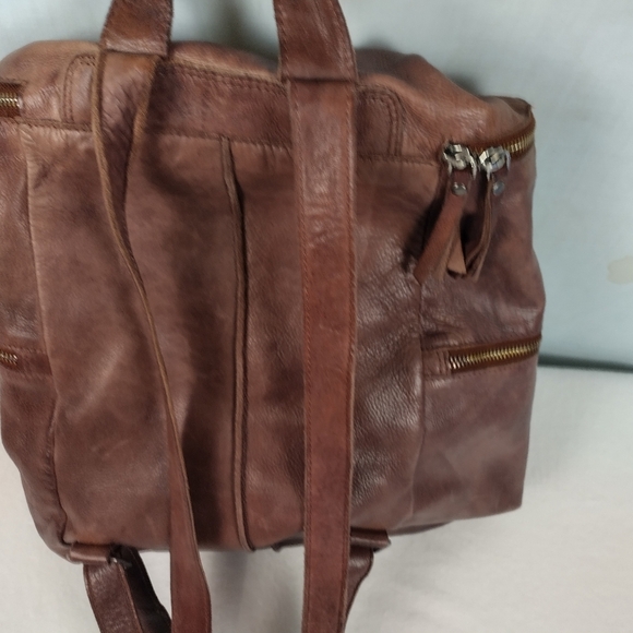 Vilenca Holland Dome Top Soft Genuine Leather Lined Backpack Brown Satchel Bag - Picture 6 of 16